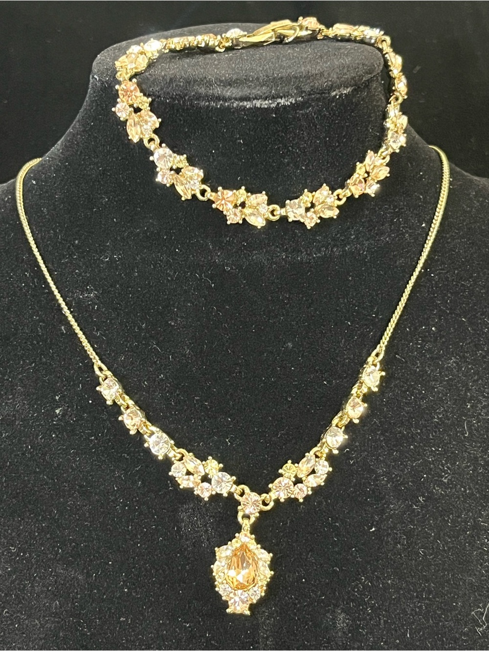 Givenchy Crystal Rhinestone Necklace & Bracelet Set 1816